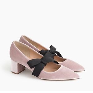 J. Crew Avery Velvet Pumps with Bow